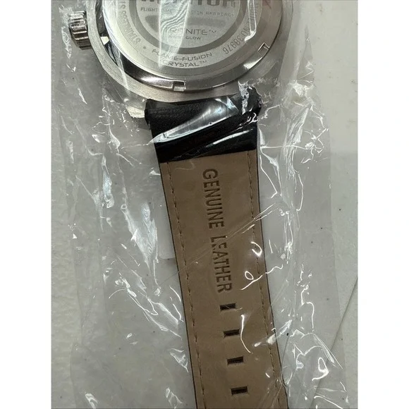 Invicta Men's 38976 Aviator Quartz Chronograph Silver, Black Dial Leather Watch‎